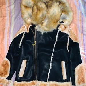 Boys jordan craig moto shearling coat